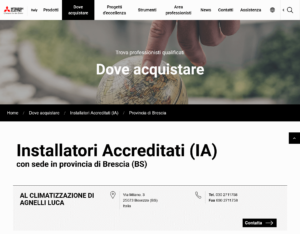 Provincia di Brescia - Installatori Accreditati (IA) - Dove acquistare - Climatizzazione - Sito Ufficiale MITSUBISHI ELECTRIC Italia